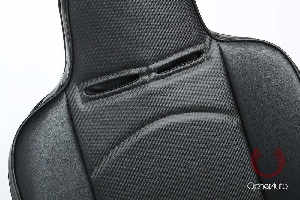 CPA3002 Black Leatherette / Carbon Fiber PU W/Black Piping Universal Reclineable Suspension / Jeep Seats