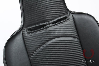 CPA3002 Black Leatherette / Carbon Fiber PU W/Black Piping Universal Reclineable Suspension / Jeep Seats