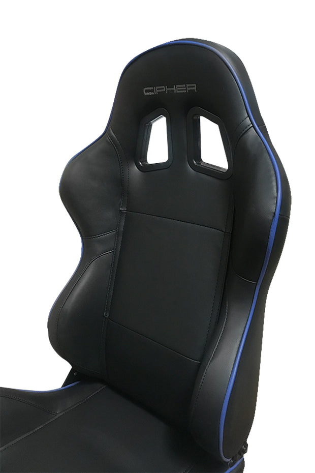 CPA1031 Black Synthetic Leather with Blue Accent Piping Universal Racing Seats (Sold in Pairs) - (NEW!)