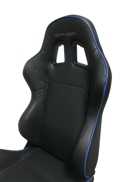 CPA1031 Black Synthetic Leather with Blue Accent Piping Universal Racing Seats (Sold in Pairs) - (NEW!)