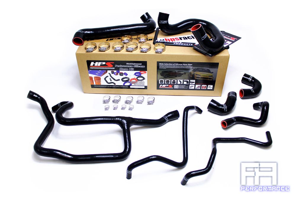 HPS Silicone Radiator + Heater Hose Kit For 88-92 BMW E30 325i 325is 325ix black