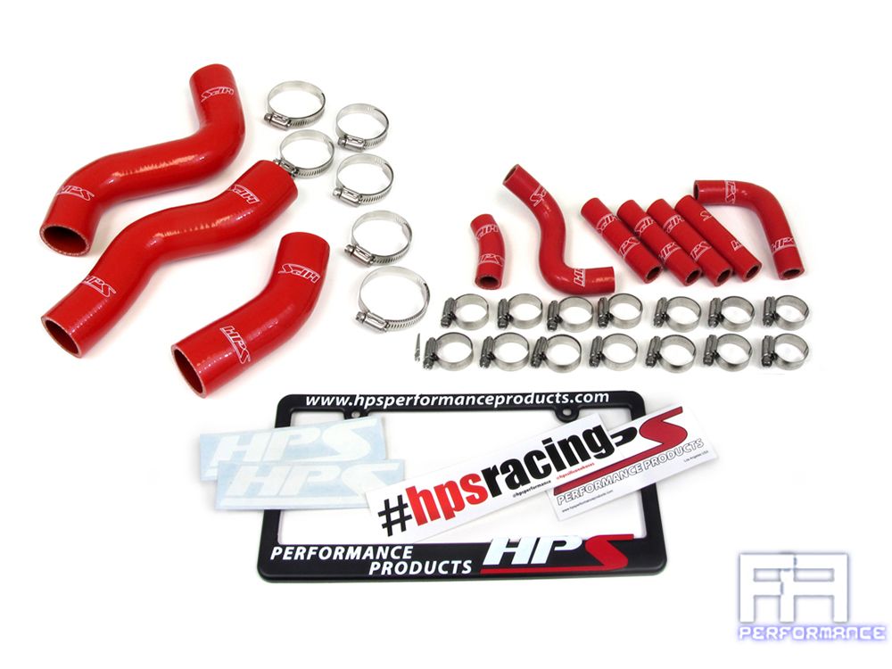 HPS Silicone Radiator + Pesky Heater Hose For 96-97 LX450 92-98 Land Cruiser Red