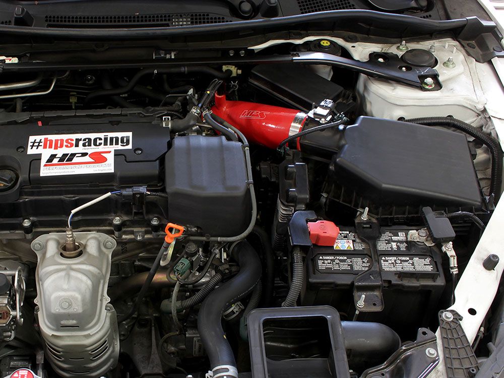 HPS Reinforced Silicone Post MAF Air Intake Hose Tube For 13-16 Accord 2.4L Red