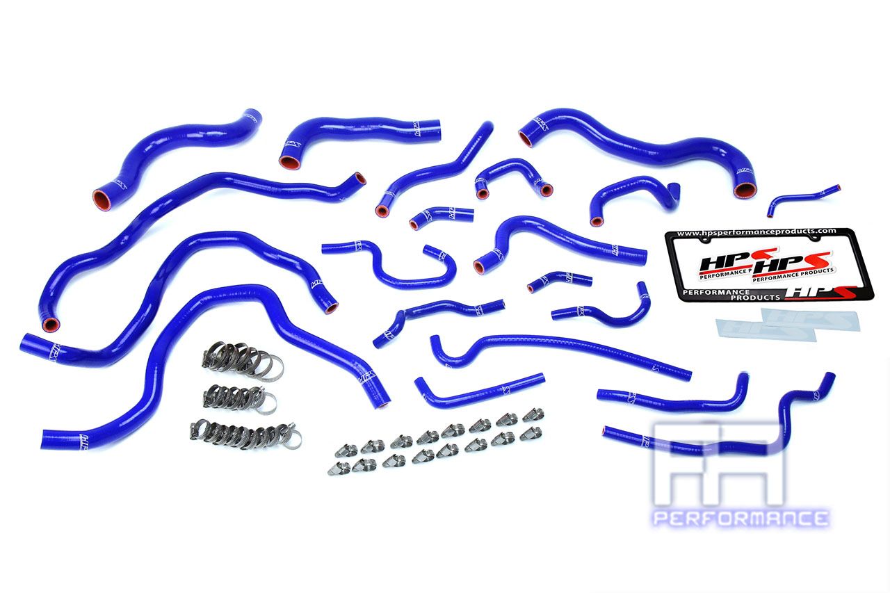 HPS Silicone Radiator + Heater Coolant Hose For 16-18 Civic 2.0L Non Turbo Blue