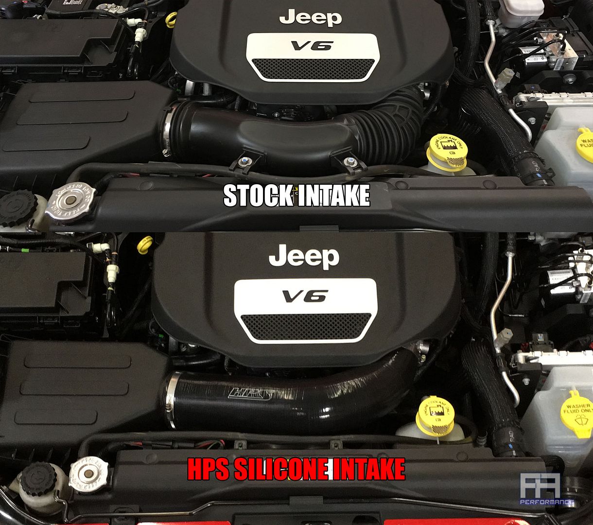 HPS Silicone Air Intake Hose For Jeep 12-17 Wrangler JK Unlimited 3.6L V6 Red