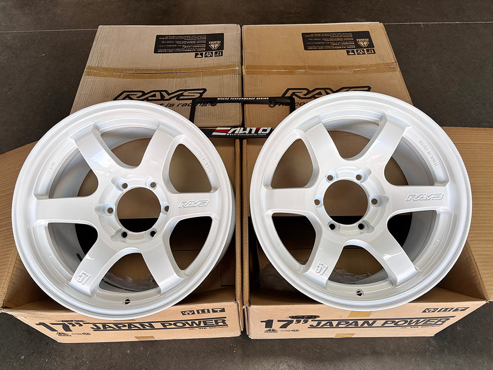 Rays 57DR-X Ceramic Pearl Wheels 17x8.5 -10 6x139 Ford Bronco Ranger