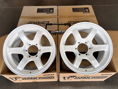 Rays 57DR-X Ceramic Pearl Wheels 17x8.5 -10 6x139 Ford Bronco Ranger