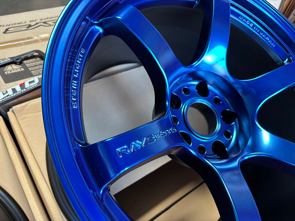 Rays 57DR 18x10.5 +12 5x114 Spatta Blue Wheel Rim for Evolution Evo X 10