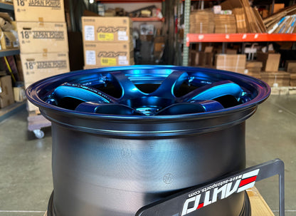 Rays 57DR 18x10.5 +12 5x114 Spatta Blue Wheel Rim for Evolution Evo X 10