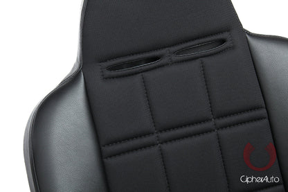 CPA3003 Black Leatherette / Fabric Insert Universal Fixed Bucket Suspension / Jeep Seats