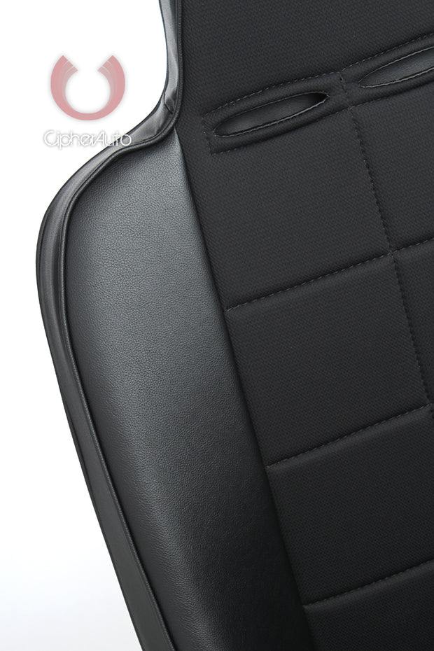 CPA3004 Black Leatherette w/ Fabric Insert Universal Fixed Bucket Suspension / Jeep Seats