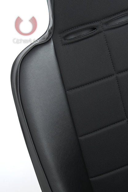CPA3004 Black Leatherette w/ Fabric Insert Universal Fixed Bucket Suspension / Jeep Seats