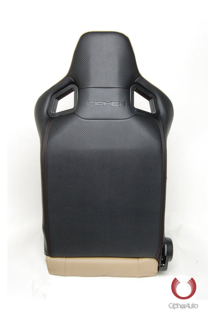 CPA2001 Euro Series All Beige PU Leather Gold Stitches with Carbon Fiber PU (Sold in Pairs)