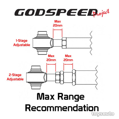 Godspeed 2pc Rear Toe Control Arm Chevrolet Camaro 16-23 Spherical Bearing