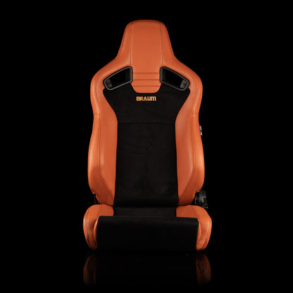 Braum Racing ELITE V2 Series *Low Bolster* (British Tan PU & Black Suede) Sport Reclinable Seats