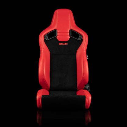 Braum Racing ELITE V2 Series *Low Bolster* (Red PU / Black Suede / Black Stitching) Sport Reclinable Seats