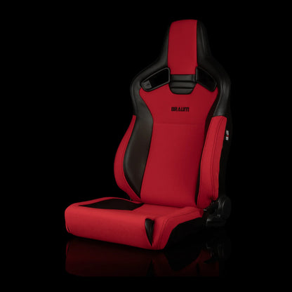 Braum Racing ELITE V2 Series *Low Bolster* (Black PU / Red Jacquard) Sport Reclinable Seats