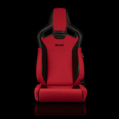 Braum Racing ELITE V2 Series *Low Bolster* (Black PU / Red Jacquard) Sport Reclinable Seats
