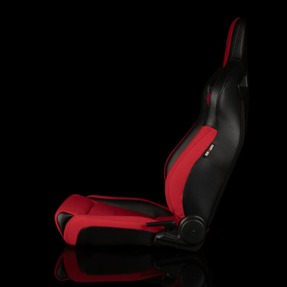Braum Racing ELITE V2 Series *Low Bolster* (Black PU / Red Jacquard) Sport Reclinable Seats