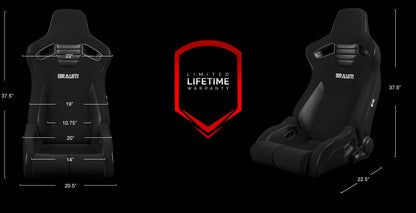 Braum Racing Elite-R Series Reclining Racing Seats (Black Cloth)