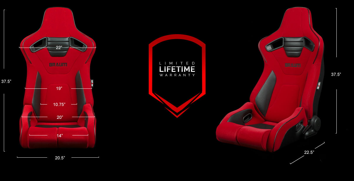 Braum Racing Elite-R Series Reclining Racing Seats  (Red Cloth Black Trim)