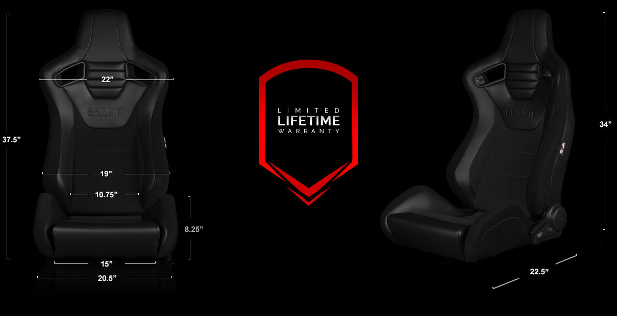 Braum Racing Elite-S Series Reclining Racing Seats (Black & Red Houndstooth)