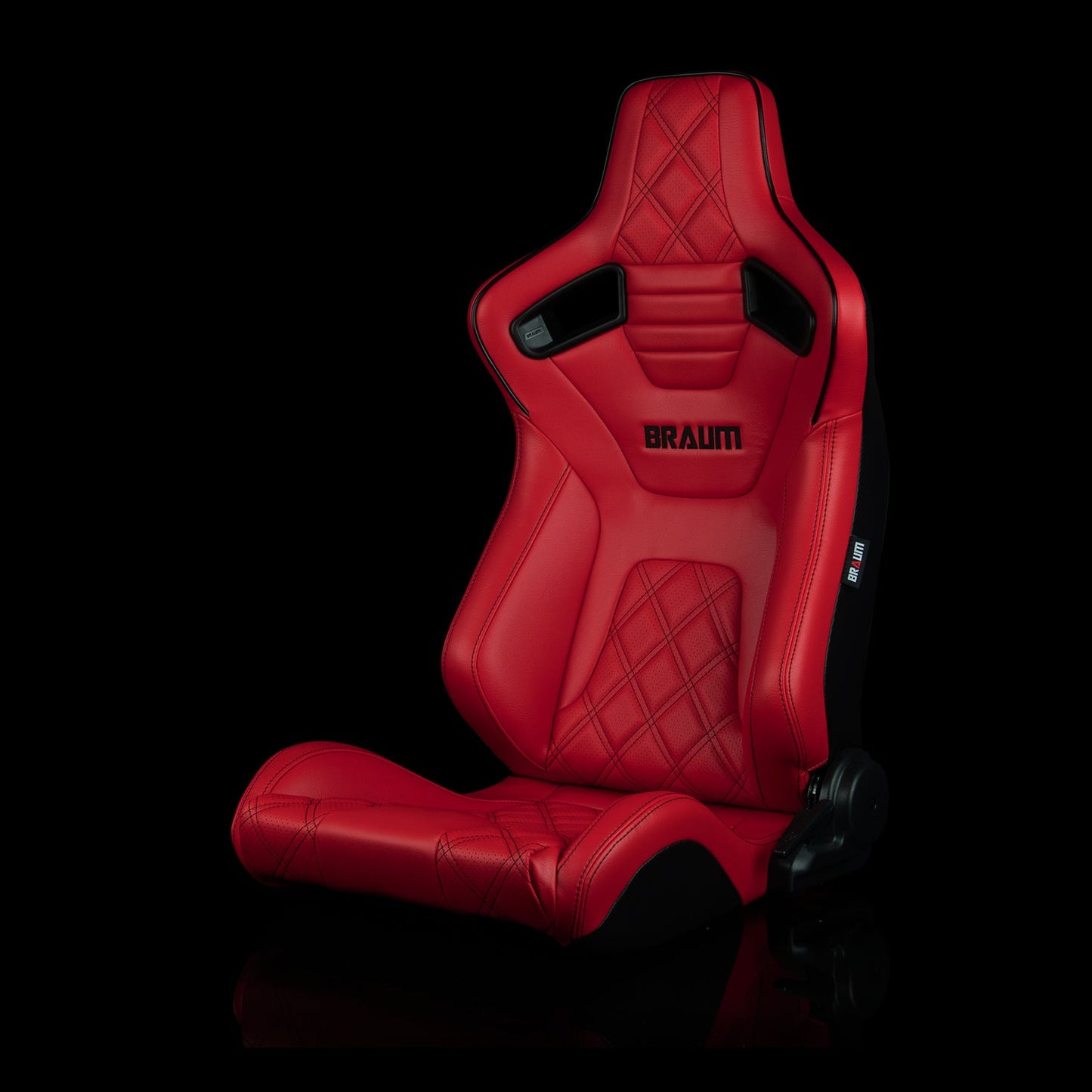 Braum Racing Elite-X SERIES Reclining Racing Seats Red Diamond Leatherette-PAIR
