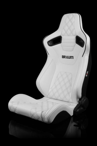 Braum Racing Elite-X SERIES Reclining Racing Seats White Diamond Leatherette-PAIR