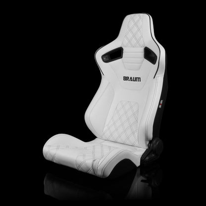 Braum Racing Elite-X SERIES Reclining Racing Seats White Diamond Leatherette-PAIR