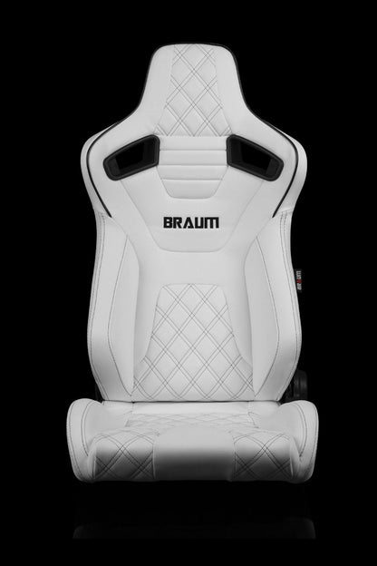 Braum Racing Elite-X SERIES Reclining Racing Seats White Diamond Leatherette-PAIR