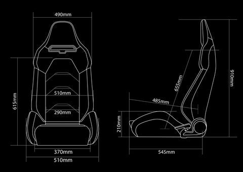 Braum Racing VIPER-X Series Sport Reclinable Seats (Black / White Trim)