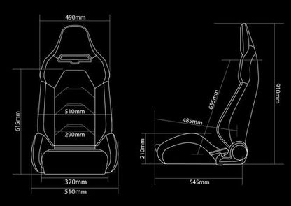 Braum Racing VIPER-X Series Sport Reclinable Seats (Black / White Trim)