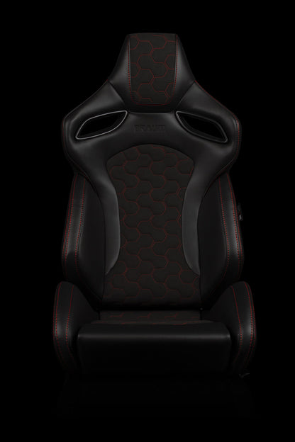 Braum Racing ORUE Series Reclining Racing Seats (Honeycomb Alcantara Red Stitching)
