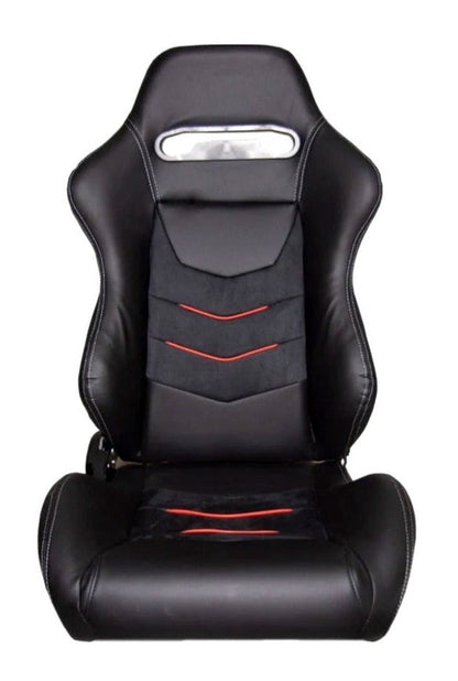 CPA1075 Black Leatherette With Micro Suede inserts W/ Red Accents Universal Racing Seats (Sold in Pairs)