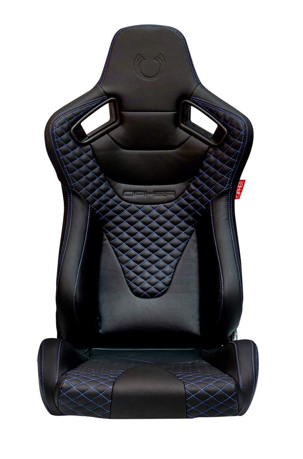CPA2009 AR-9 Revo Racing Seats Black Leatherette Carbon Fiber with Blue Diamond Stitching - Pair (NEW!)