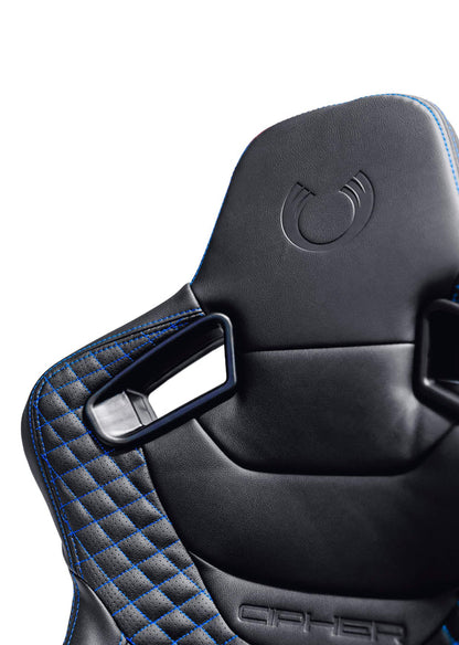 CPA2009 AR-9 Revo Racing Seats Black Leatherette Carbon Fiber with Blue Diamond Stitching - Pair (NEW!)