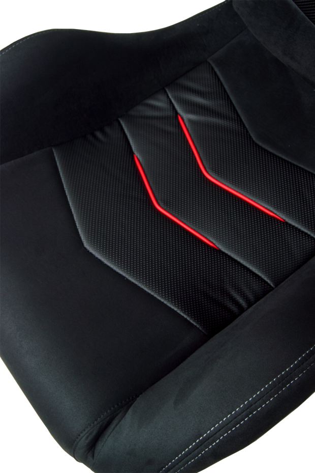 CPA1075 Black Suede With Red Piping Universal Racing Seats (Sold in Pairs)