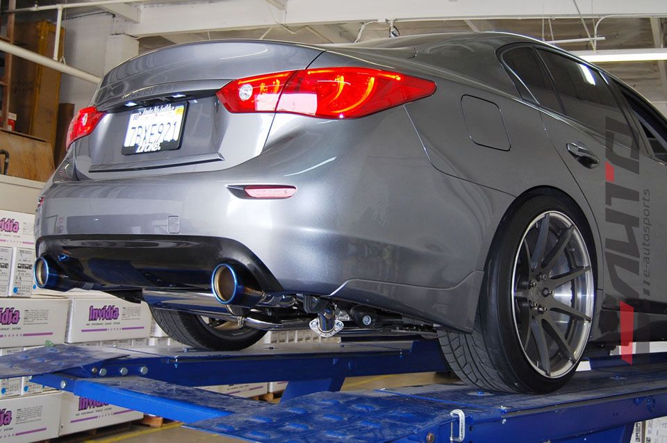 INVIDIA GEMINI Titanium Burnt Roll Tip Catback Exhaust for Q50 3.0t 3.7L 14-23