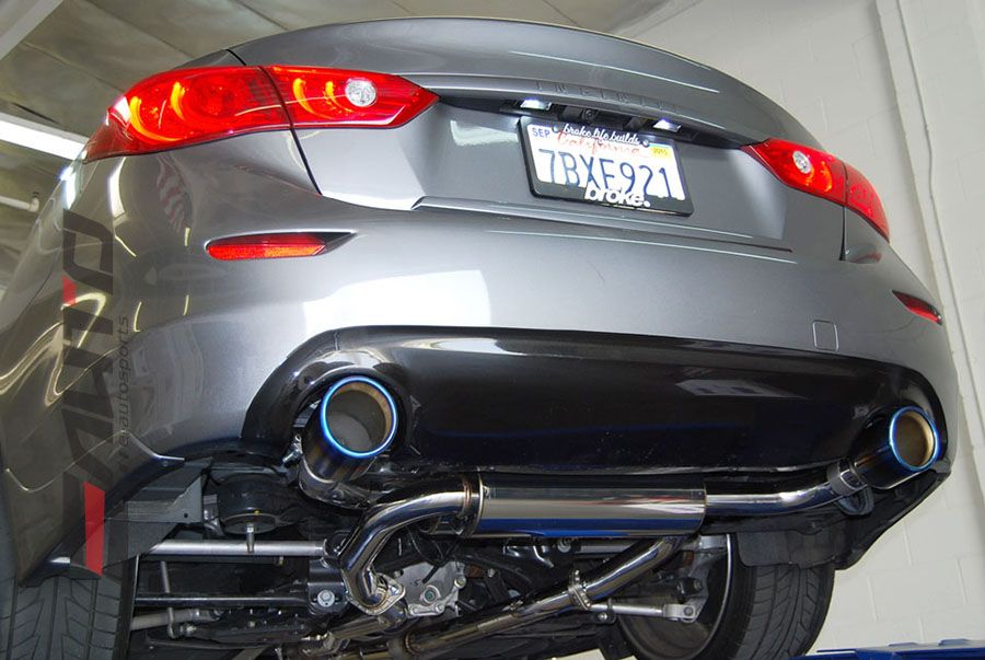 INVIDIA GEMINI Titanium Burnt Roll Tip Catback Exhaust for Q50 3.0t 3.7L 14-23