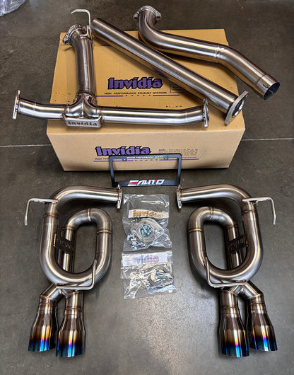 INVIDIA Twin Loop Titanium Tip Catback Exhaust Non-Resonator WRX 22-26