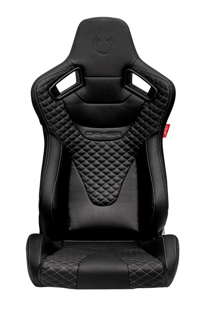 CPA2009 AR-9 Revo Racing Seats Black Leatherette Carbon Fiber with Gray Diamond Stitching - Pair (NEW!)