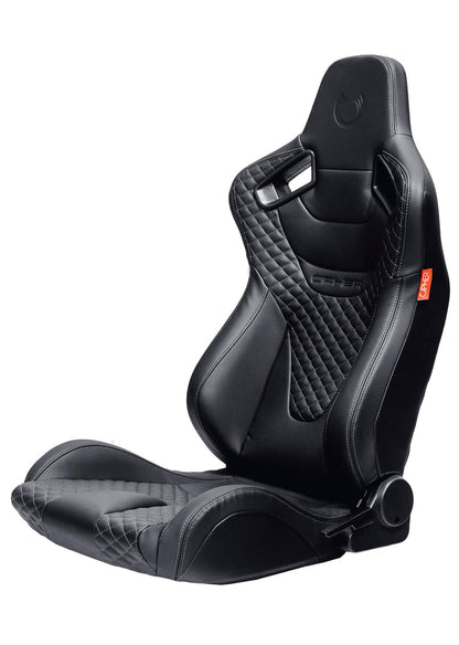 CPA2009 AR-9 Revo Racing Seats Black Leatherette Carbon Fiber with Gray Diamond Stitching - Pair (NEW!)