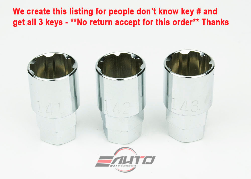 3pc #141 #142 #143 Key Adapter Wheel Lock Nut for Kics R40 iconix *M14 only*