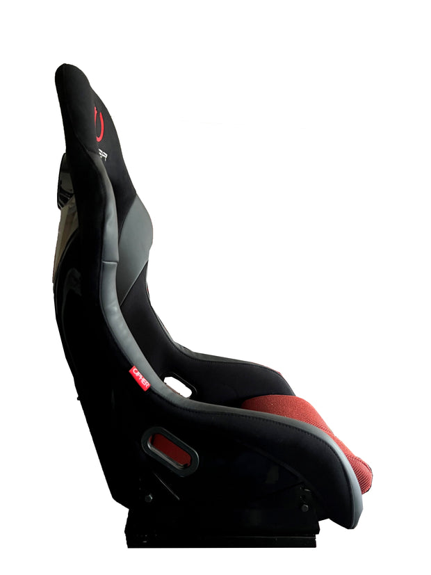 Cipher Auto FRP Fixed Bucket Seat Black Fabric With Red Polo Mesh Inserts - Single