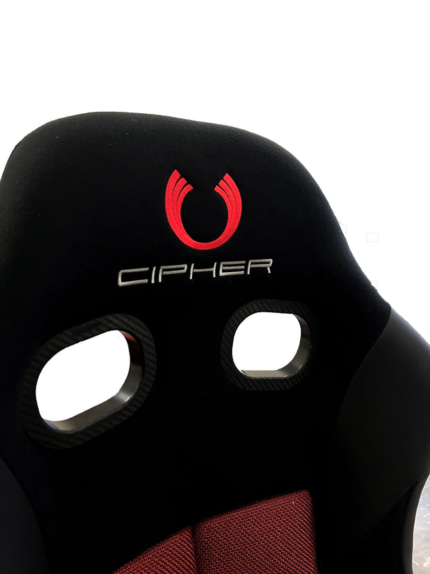 Cipher Auto FRP Fixed Bucket Seat Black Fabric With Red Polo Mesh Inserts - Single