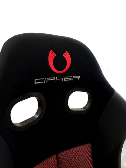 Cipher Auto FRP Fixed Bucket Seat Black Fabric With Red Polo Mesh Inserts - Single