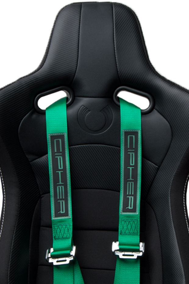 Cipher Racing Green 4 Point Camlock Racing Harness Set (Sold in Pairs)