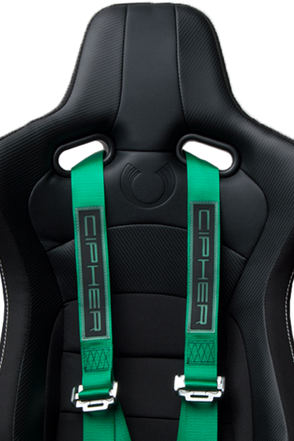 Cipher Racing Green 4 Point Camlock Racing Harness Set (Sold in Pairs)