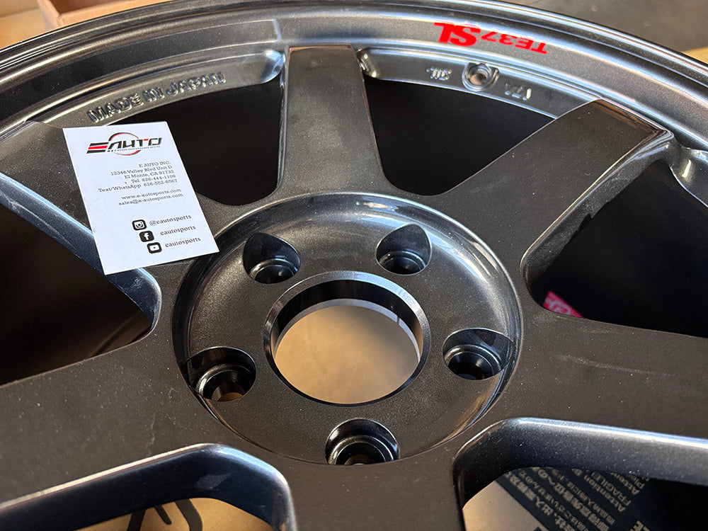 4x Rays Dark Gunmetal Center Cap Silver Ring Adapter TE37SL TE37RT CE28RT