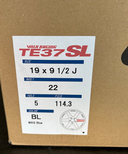 Rays Volk TE37SL Mag Blue Wheel 19" 19x9.5 +22 19x10.5 +12 5x114.3, Set 4